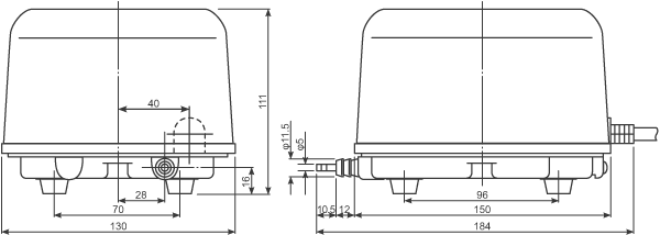 Line Air Pumps CT-6A Dimensions