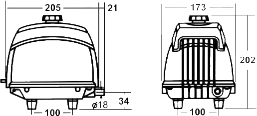 Line Air Pumps CT-30/40/60/80 Dimensions