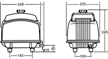 Line Air Pumps CT-100/120/150/200 Dimensions