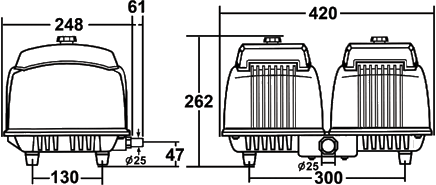 Line Air Pumps CT-250/300/400 Dimensions